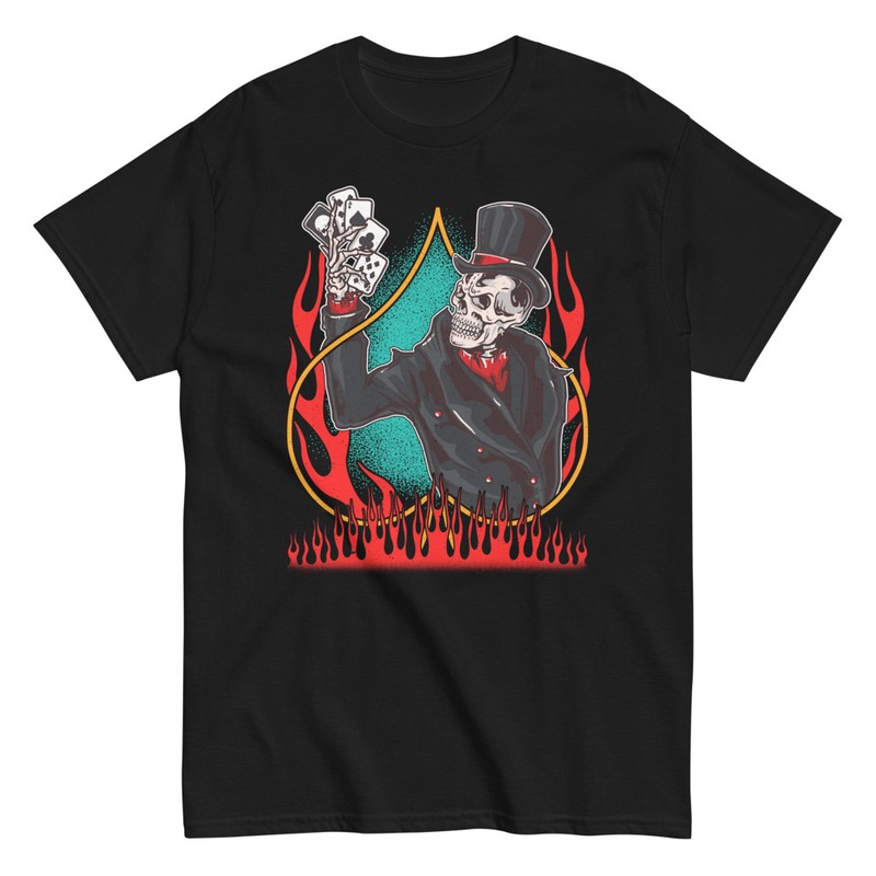 Camisetas: Camiseta esqueleto mago póker