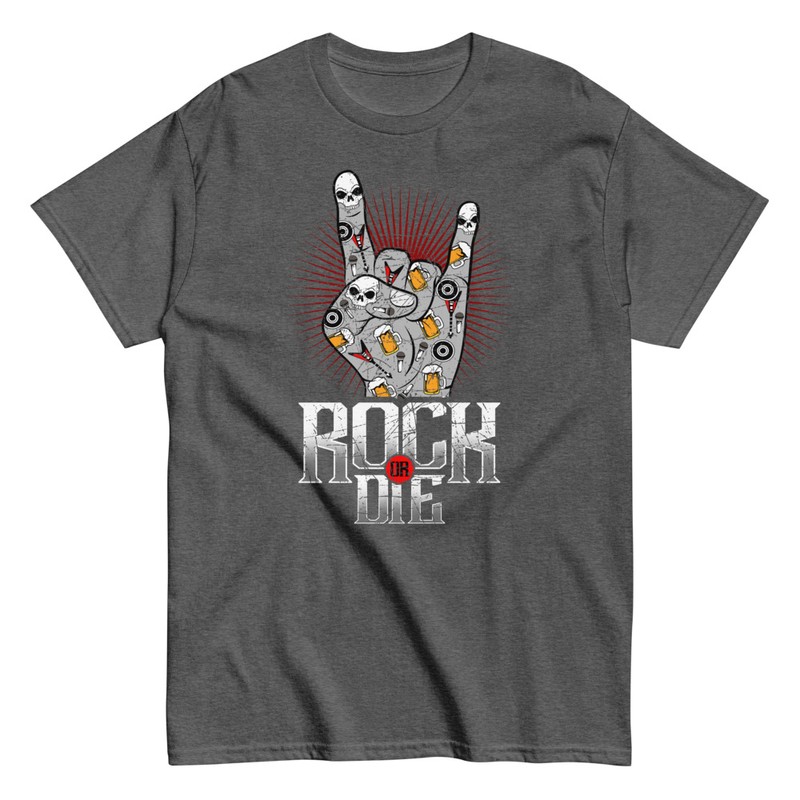 Camisetas: Mano Cuernos Rock or Die Calaveras y Cervezas