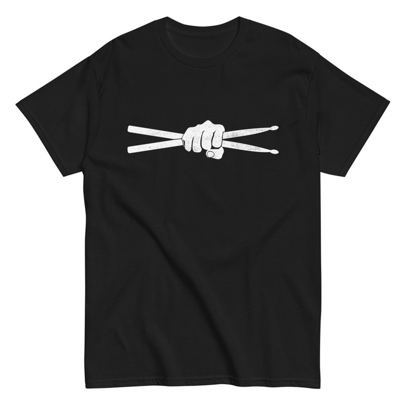 Camisetas: Puño Sujetando Baquetas de Batería