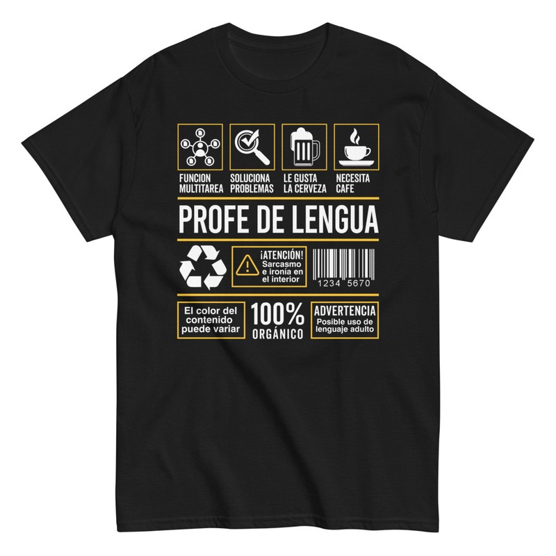 Camisetas: Etiqueta Factores Nutricionales Profe de Lengua