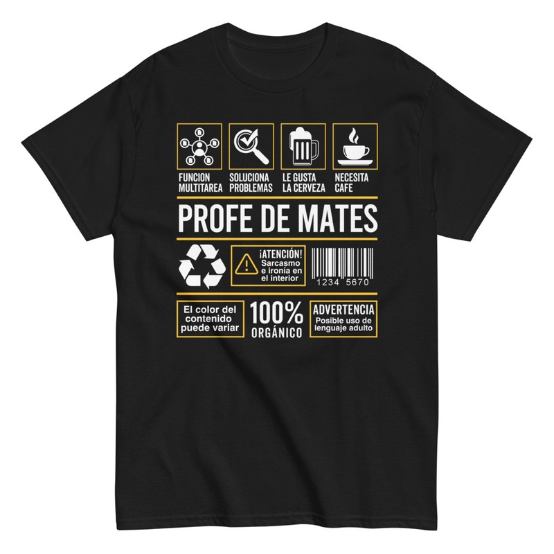Camisetas: Etiqueta Factores Nutricionales Profe de Mates
