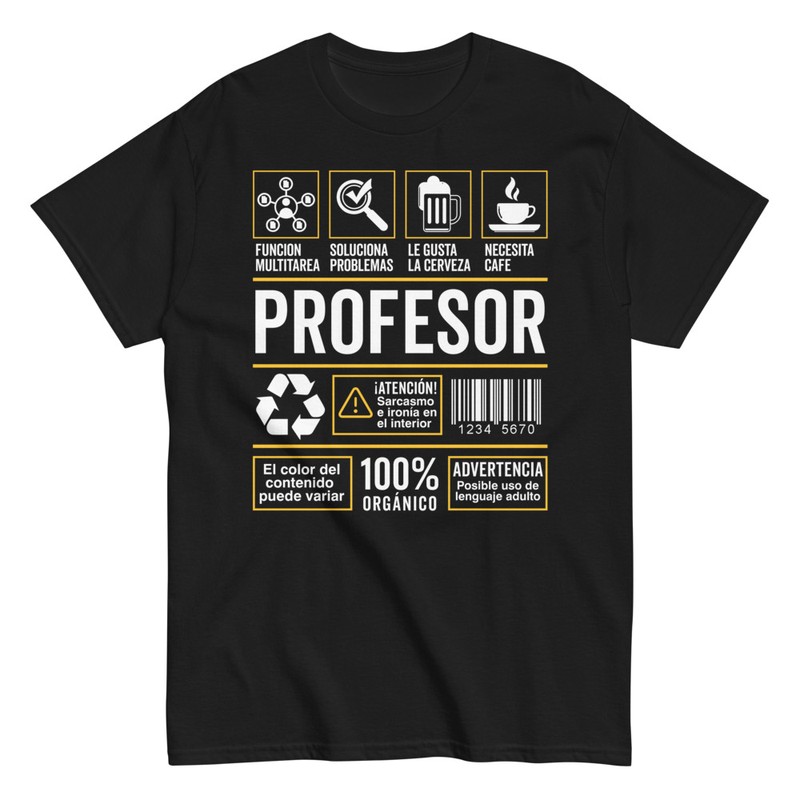 Camisetas: Etiqueta de Factores Nutricionales Profesor