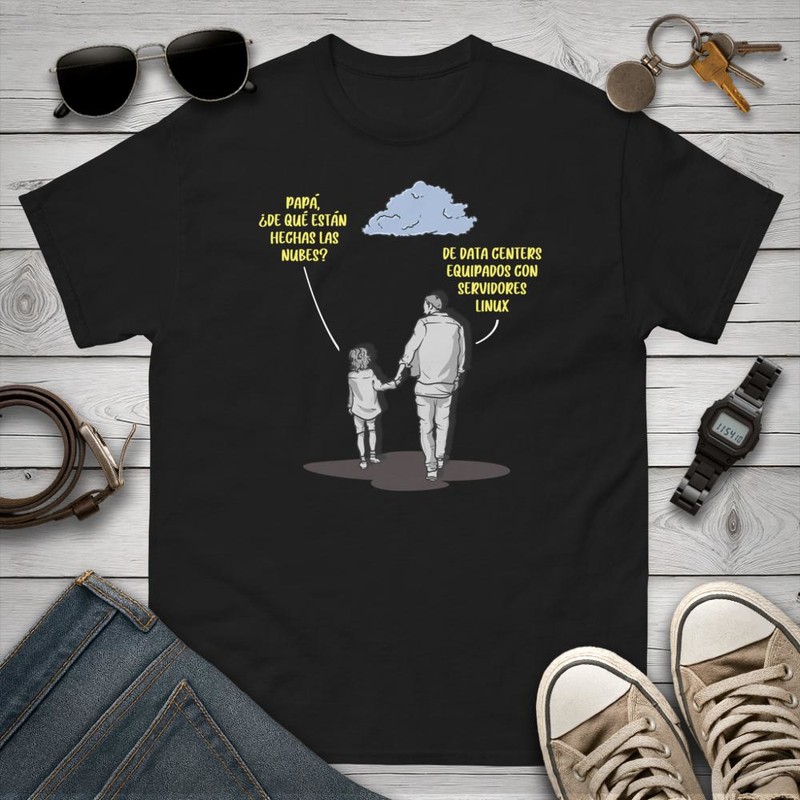 Camisetas: Papá Programador Nubes Linux