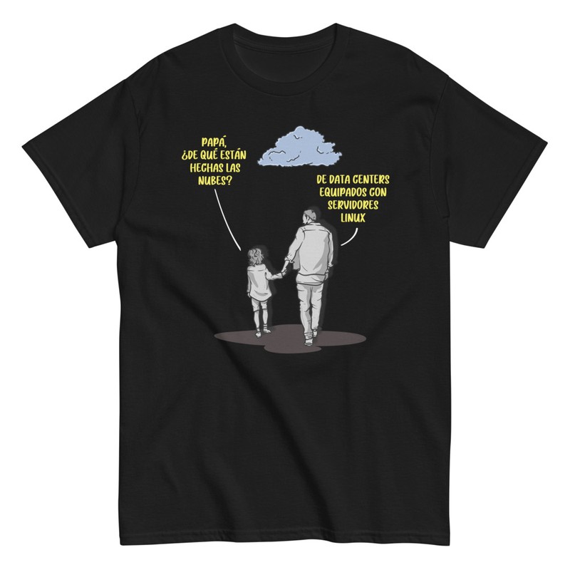 Camisetas: Papá Programador Nubes Linux