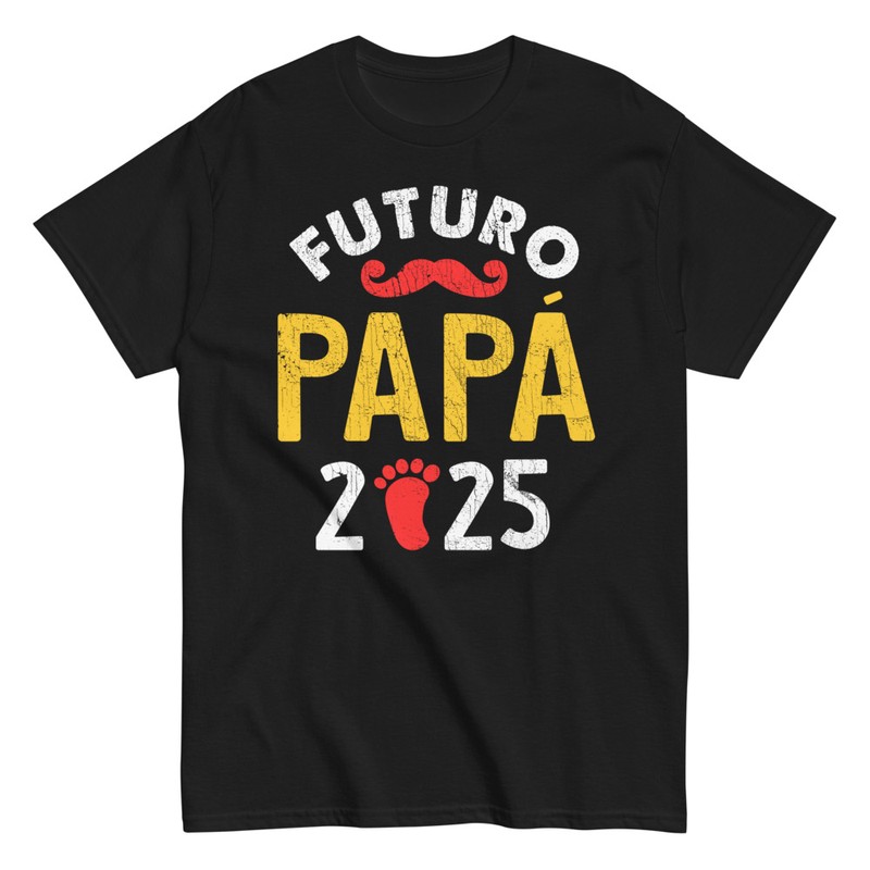 Camisetas: Futuro Papá 2025 Bigote y Huella