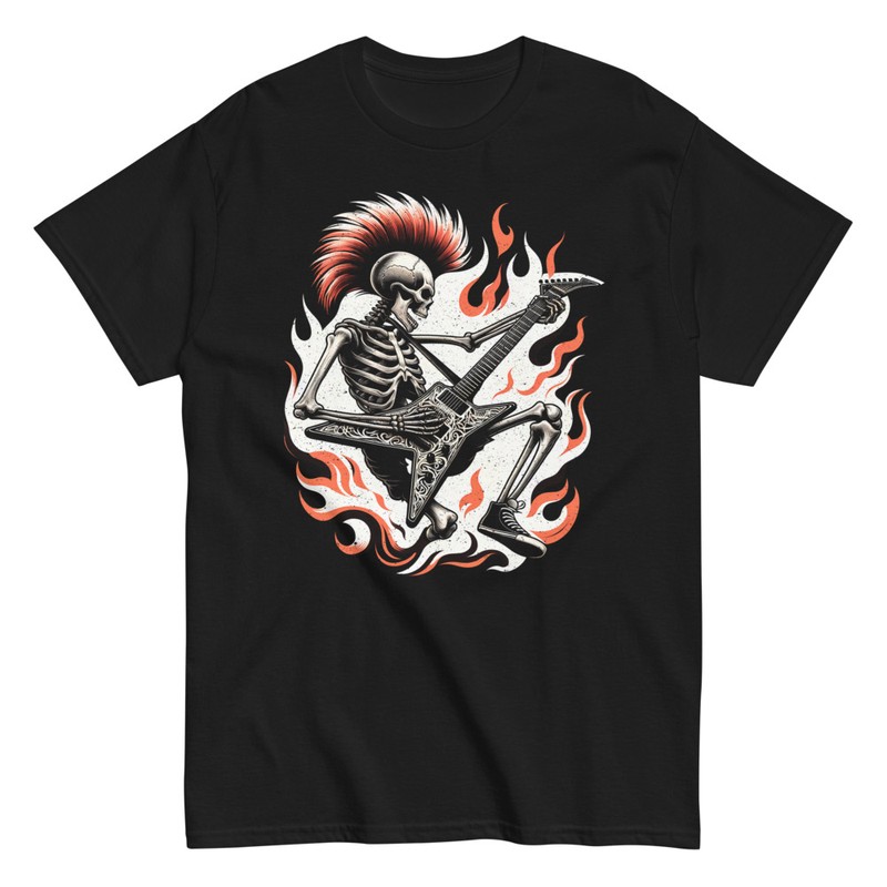 Camisetas: Esqueleto Punk Rock Guitarrista