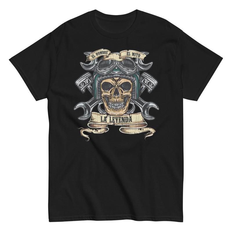 Camisetas: Calavera Motera Pistones y Llaves