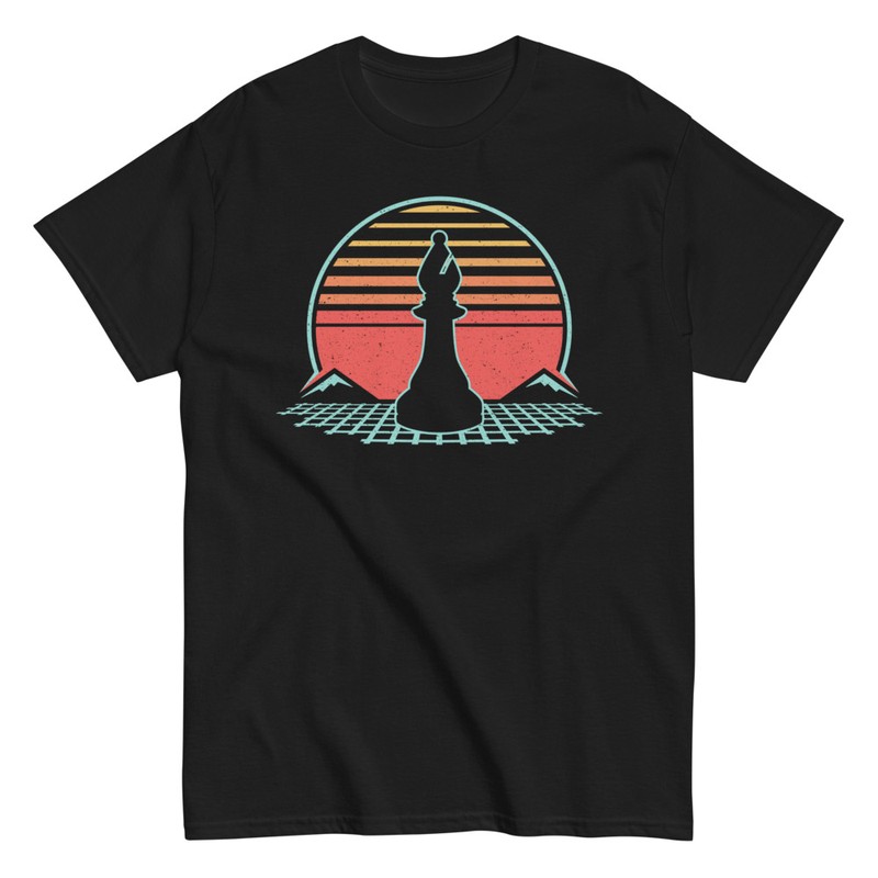 Camisetas: Silueta Alfil Ajedrez Retro 80s