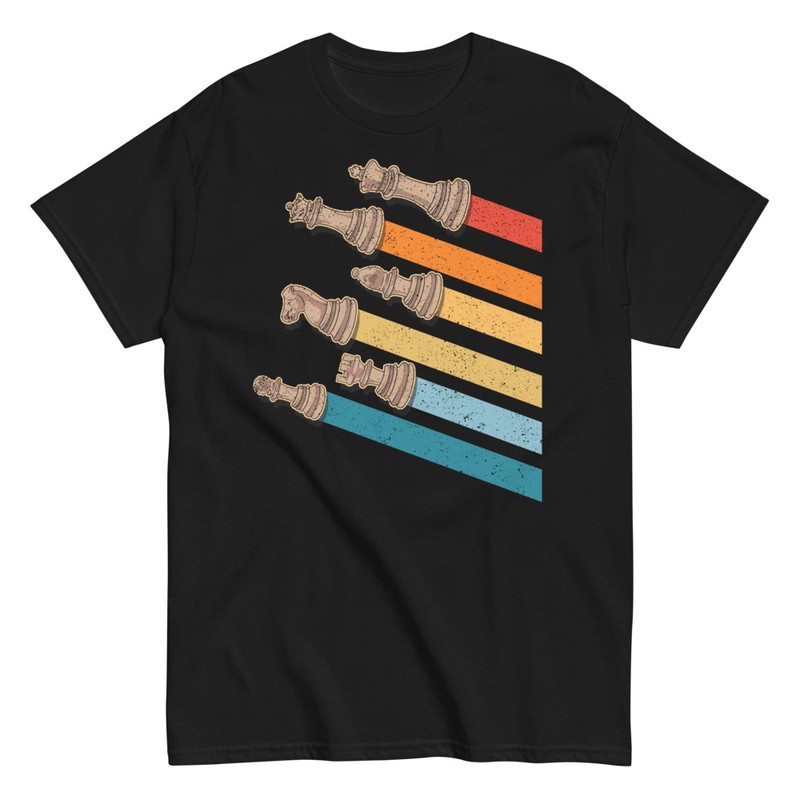 Camisetas: Piezas de Ajedrez y Líneas Vintage