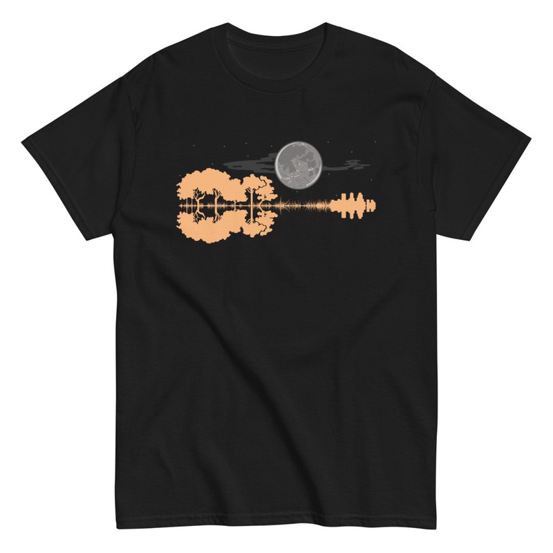 Camisetas: Guitarra Paisaje Luna Llena
