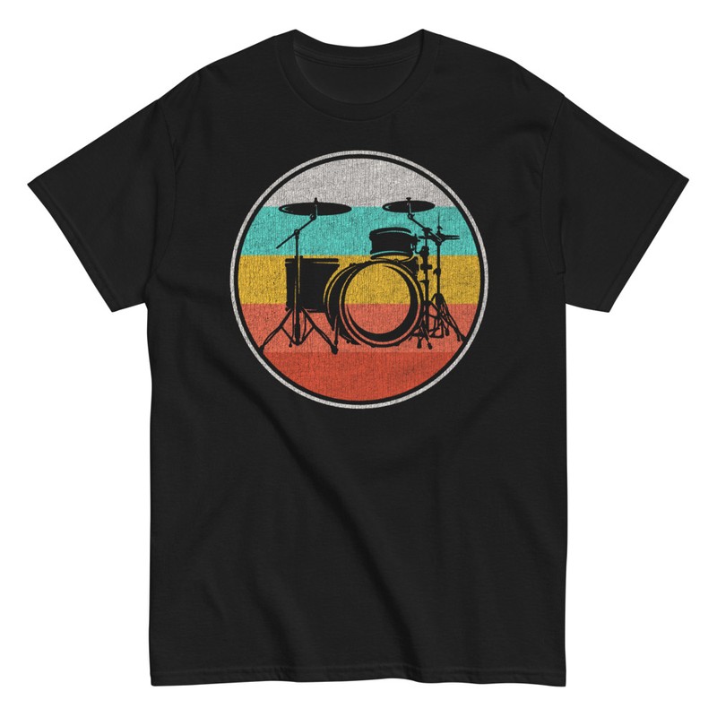 Camisetas: Batería Rock Colores Vintage