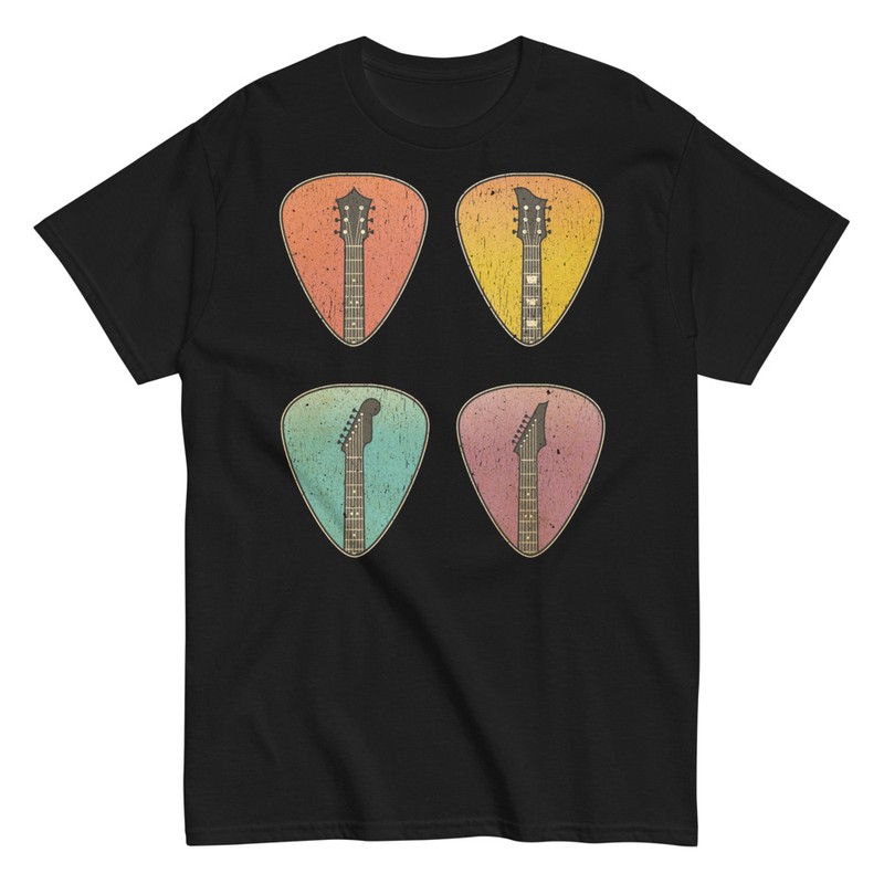 Camisetas: Cabezales de Guitarra Vintage en Púas