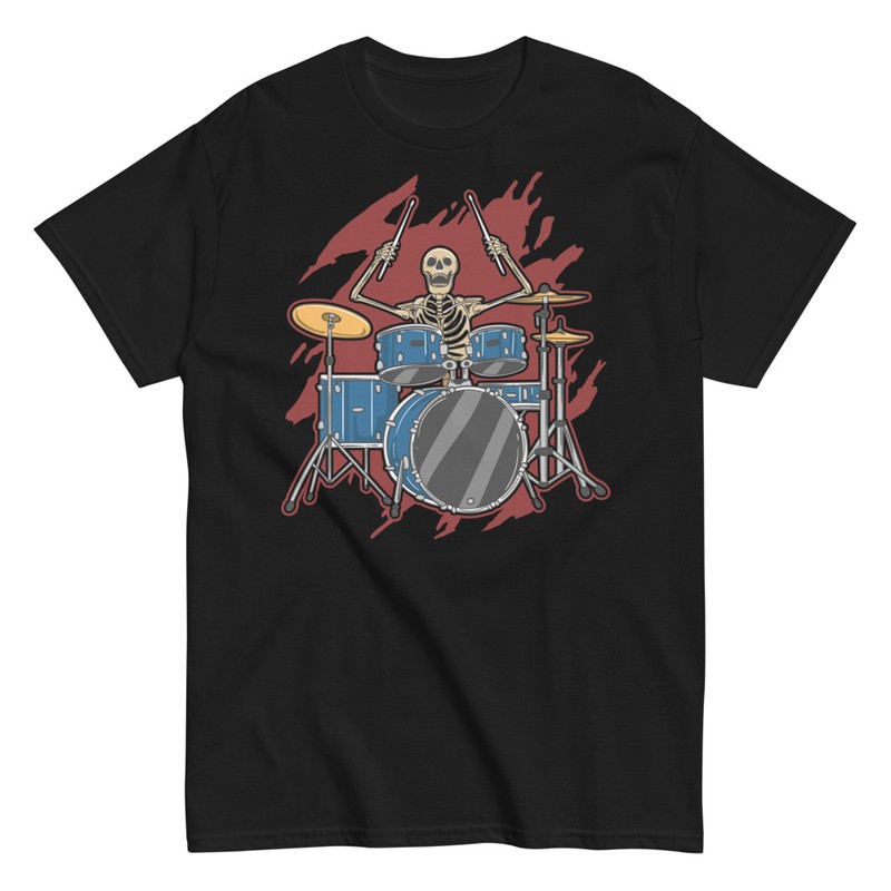 Camisetas: Esqueleto Baterista Rockero