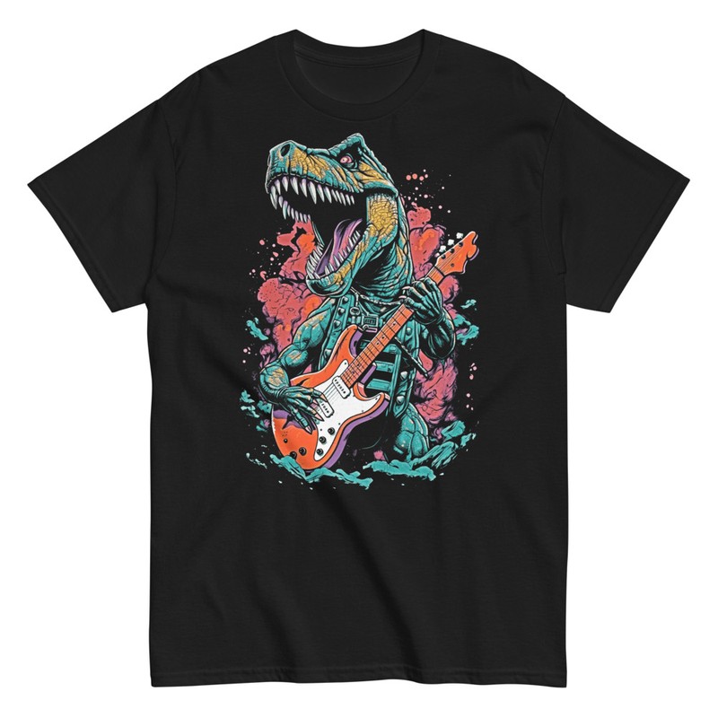 Camisetas: T-Rex Rockero con Guitarra