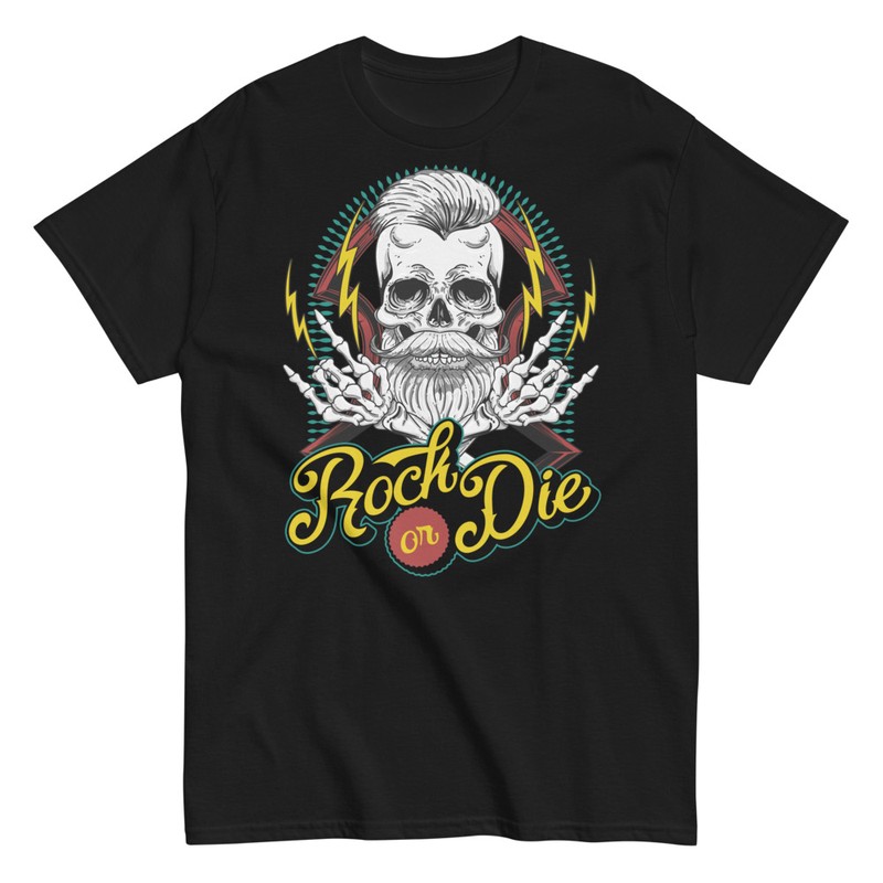 Camisetas: Esqueleto Hipster Rock or Die