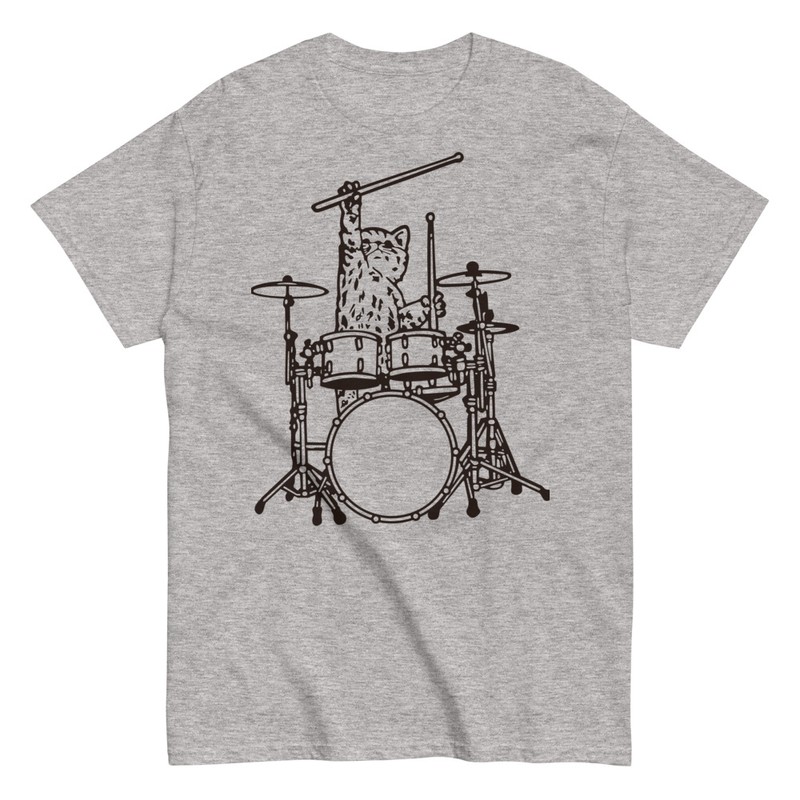 Camisetas: Gato Baterista Rockero