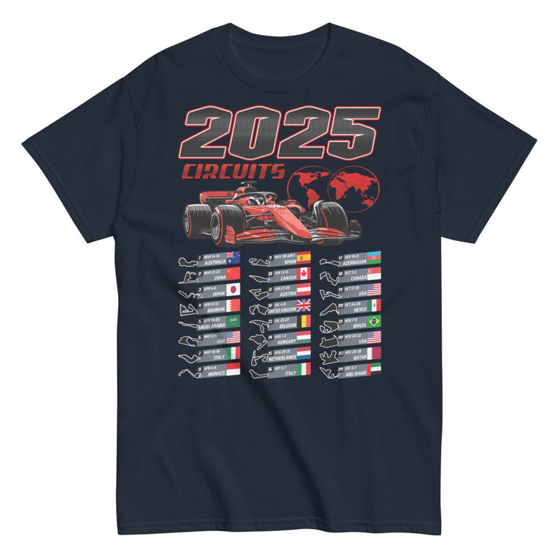 Camisetas: Calendario F1 2025 Grandes Premios
