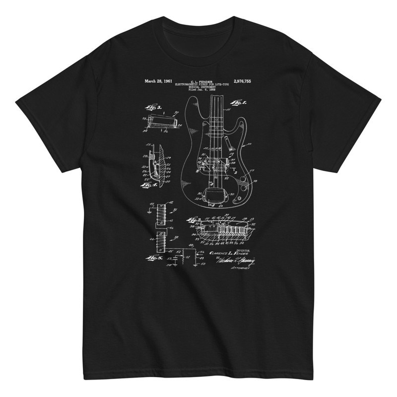Camisetas: Patente Bajo Eléctrico Fender