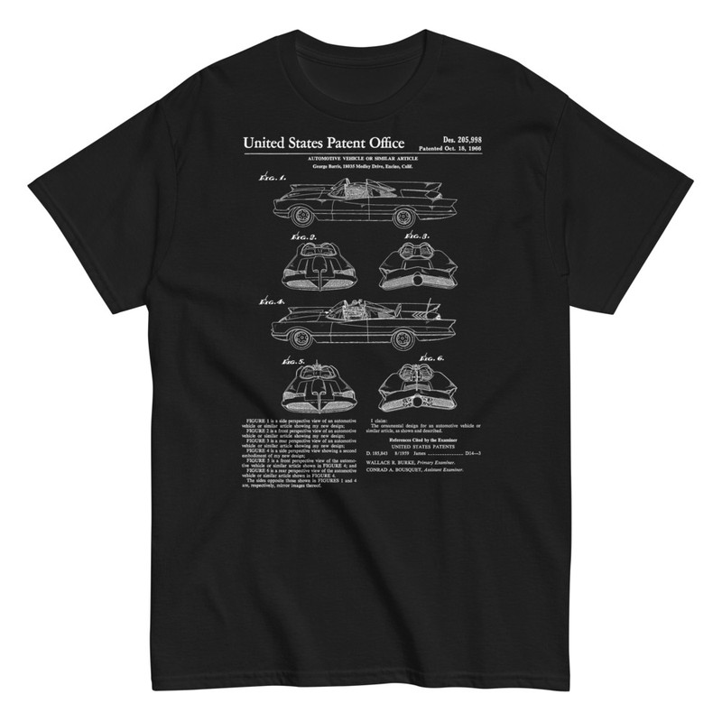 Camisetas: Patente del Coche Batmóvil