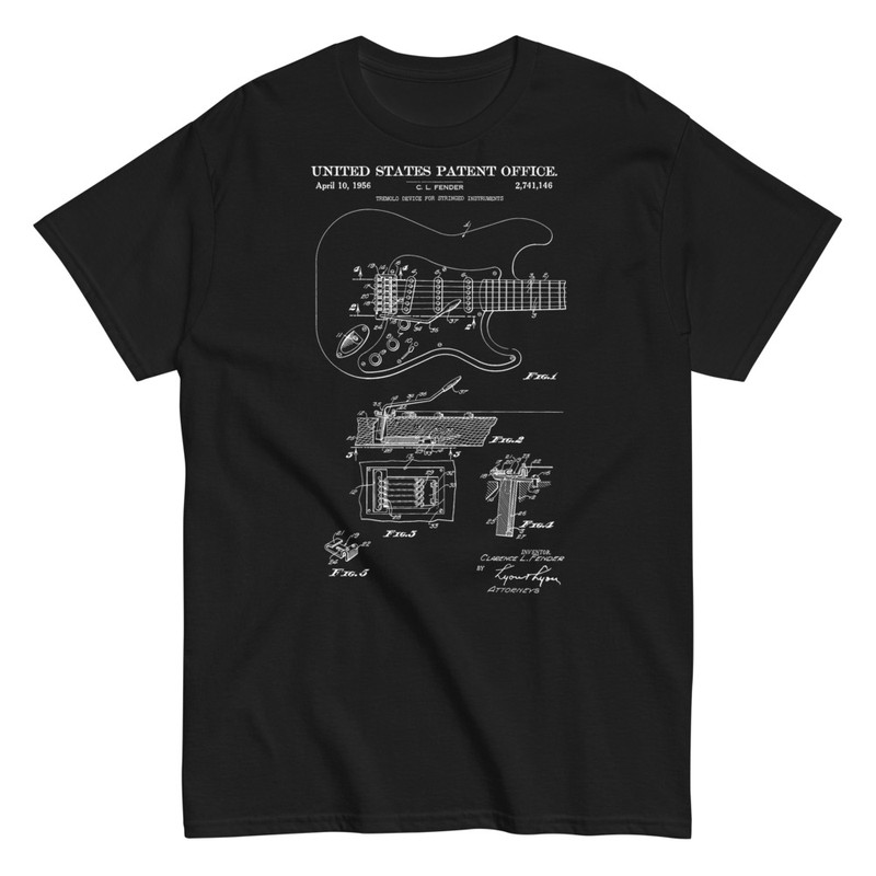 Camisetas: Patente Guitarra Fender Stratocaster
