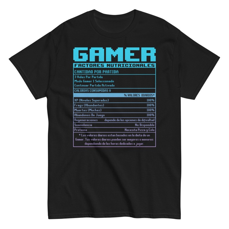 Camisetas: Etiqueta Nutricional Gamer Divertida