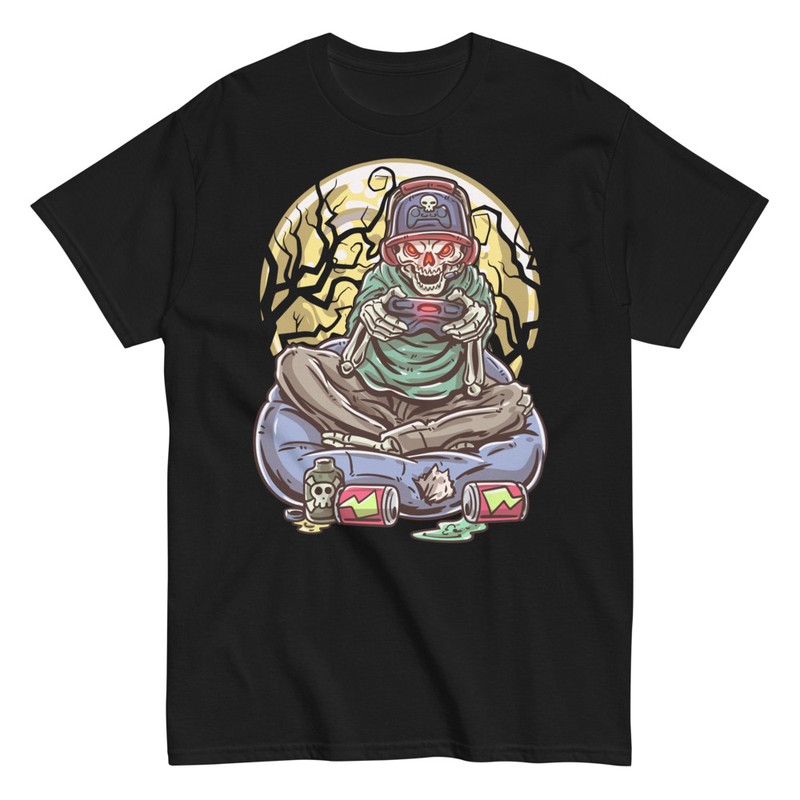 Camisetas: Esqueleto Gamer Consola Nocturna