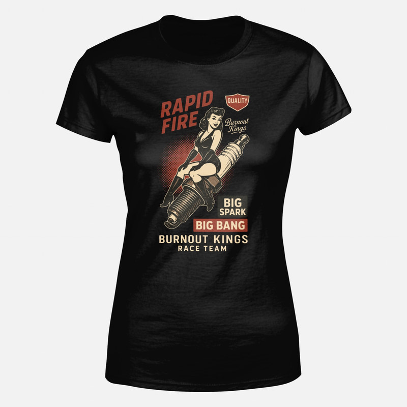 Camisetas: Chica Pinup sobre Buj&iacute;a Retro