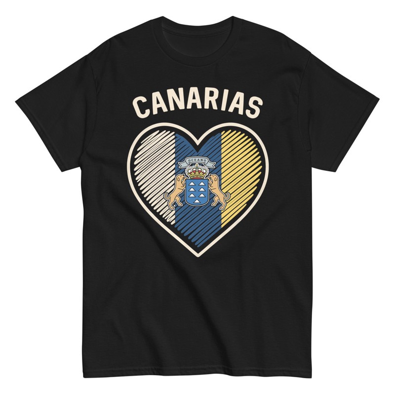 Camisetas: Corazón de Canarias Bandera y Escudo