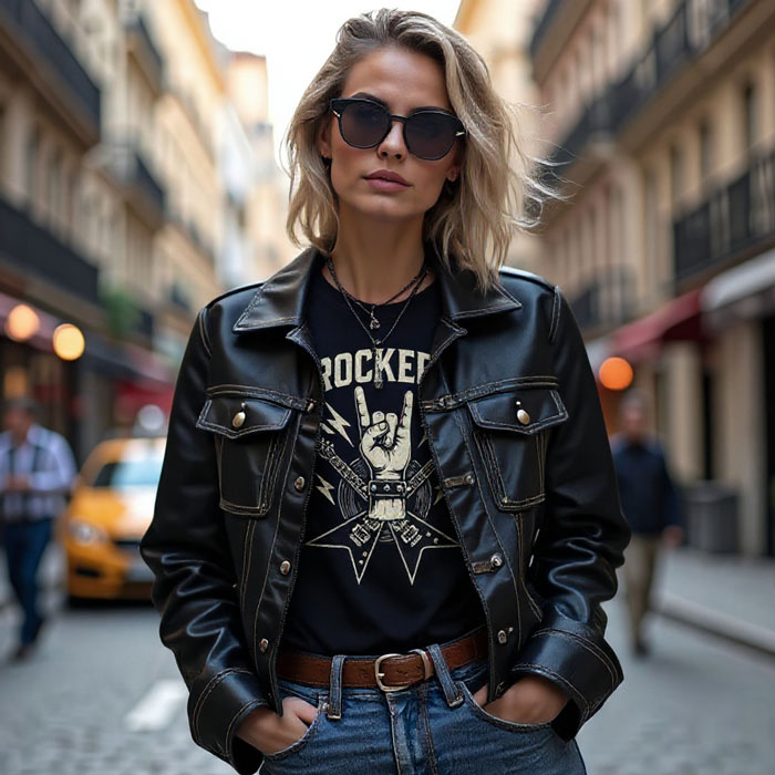 Camisetas: Rock Femenino Cuernos y Vinilo