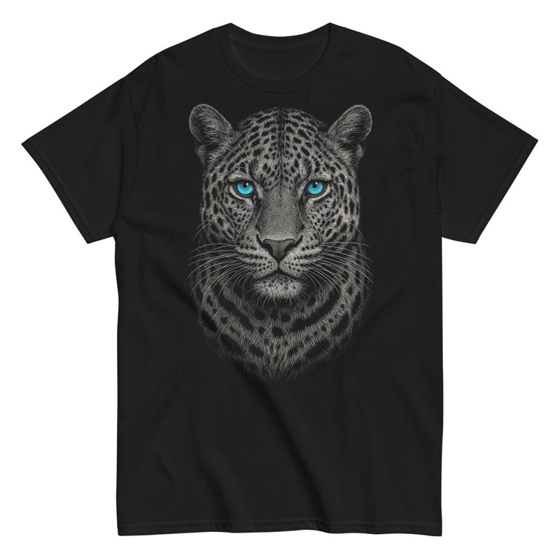 Camisetas: Leopardo Realista Ojos Azules