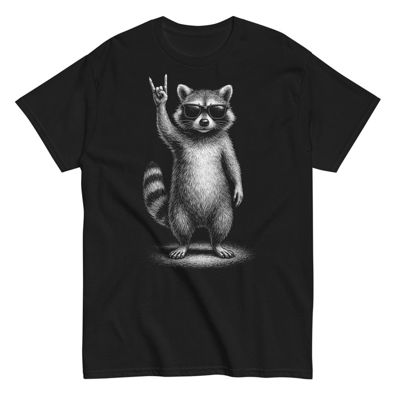 Camisetas: Mapache Cool con Gafas Rock