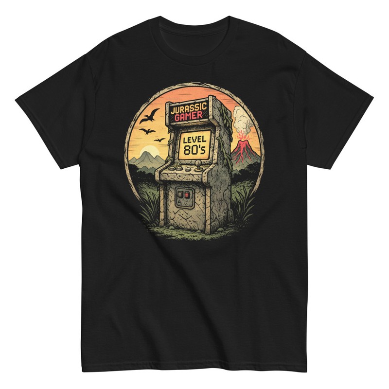 Camisetas: Jurassic Gamer Nivel 80s Retro