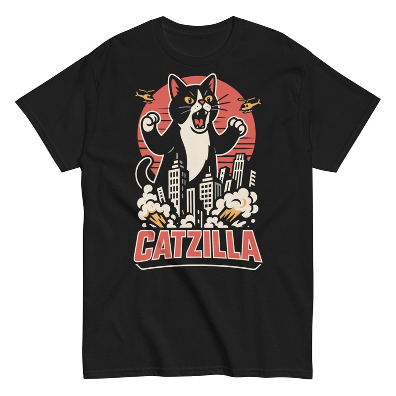 Camisetas: Divertida Catzilla Friki