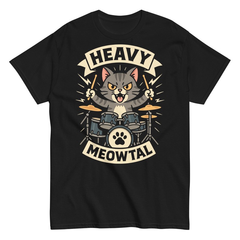Camisetas: Gato Baterista Heavy Meowtal