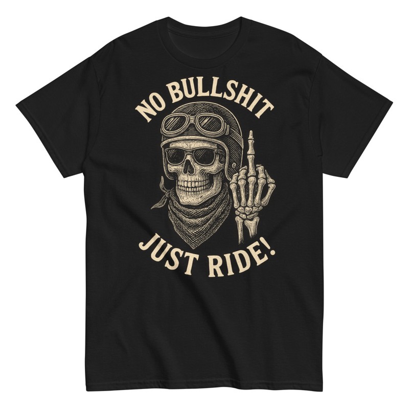 Camisetas: Motociclista Calavera Just Ride