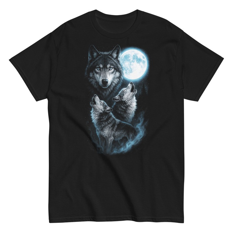 Camisetas: Hipster Lobos Aullando Luna