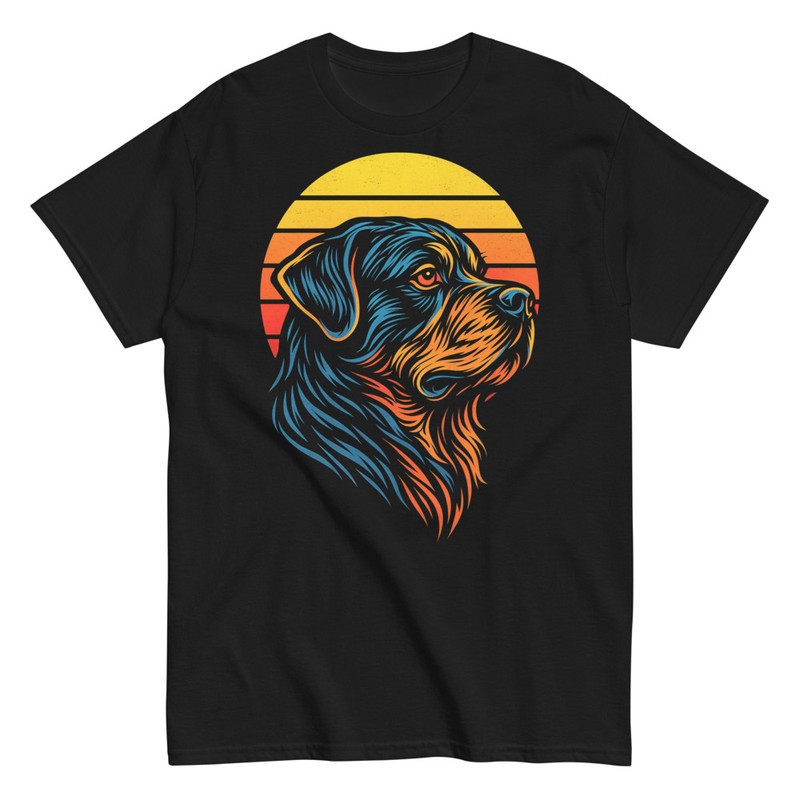 Camisetas: Perro Rottweiler Sol Poniente