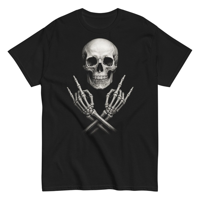 Camisetas: Calavera Con Manos Cruzadas