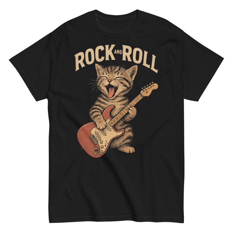 Camisetas: Rock and Roll Divertido con Gato