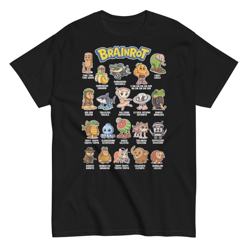 Camisetas: Camiseta Brainrot Parodia Monstruos Meme Italia