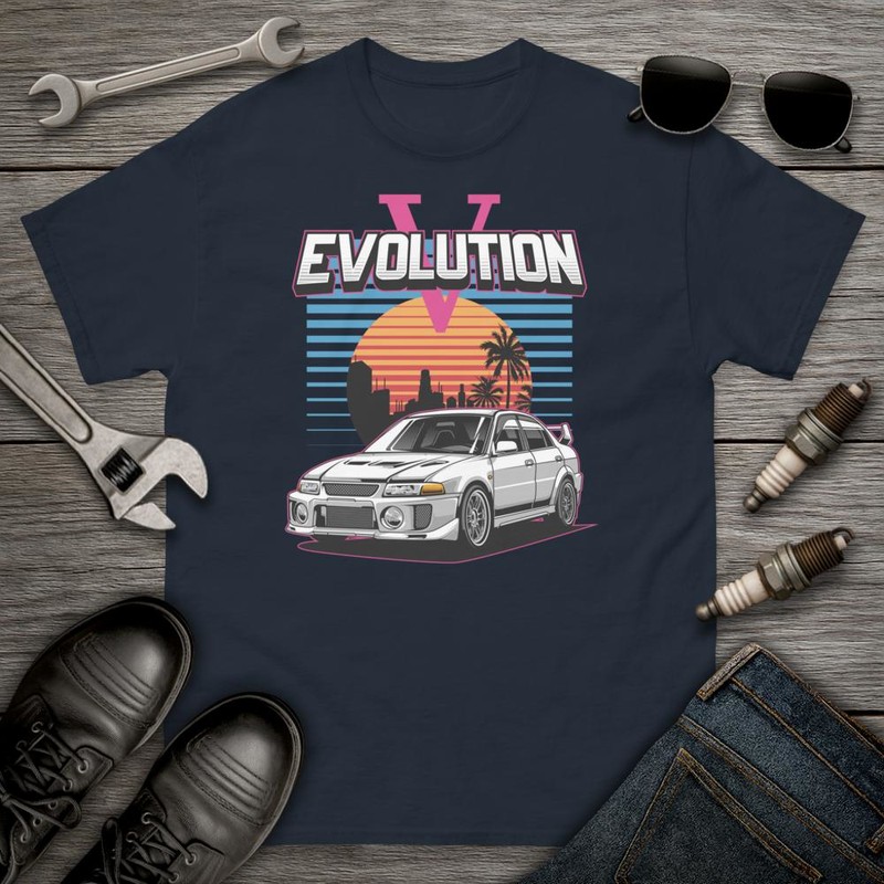 Camisetas: Coche Deportivo Evoluci&oacute;n V Drift Retro
