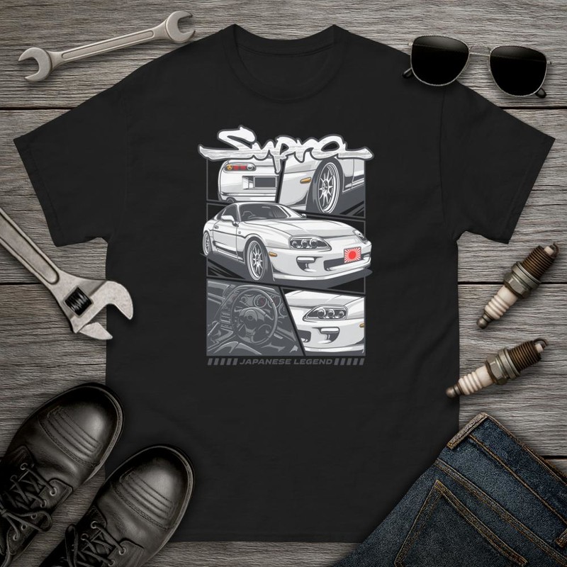 Camisetas: Toyota Supra JDM Drift con Dise&ntilde;o de Coche Deporti