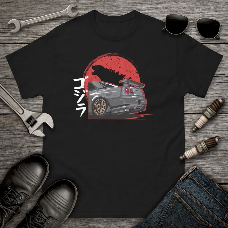Camisetas: Drifting Japan Tuning Retro Godzilla