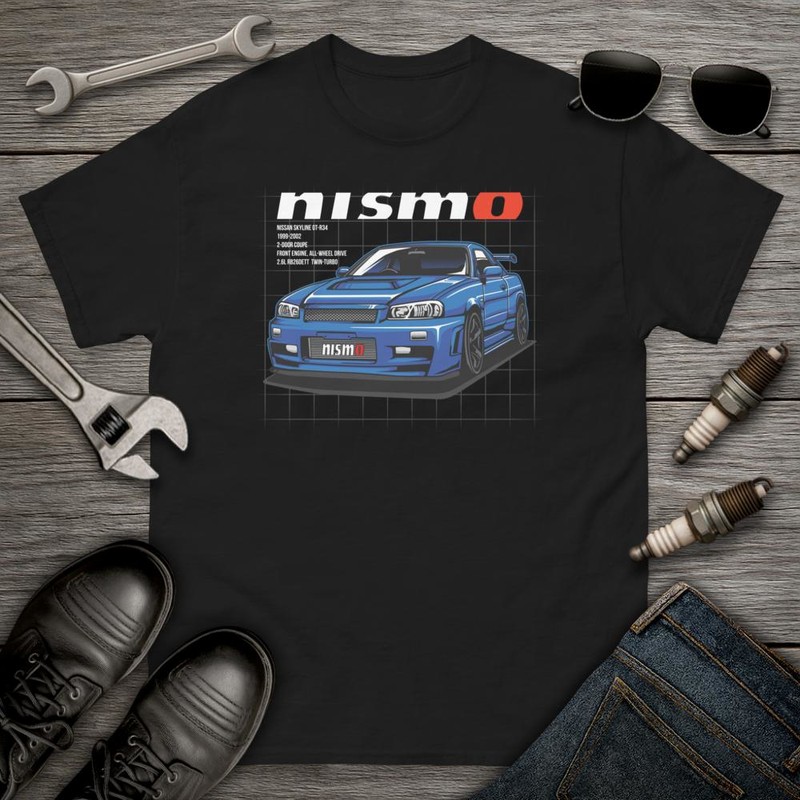 Camisetas: Nissan Skyline GT-R con Texto Nismo