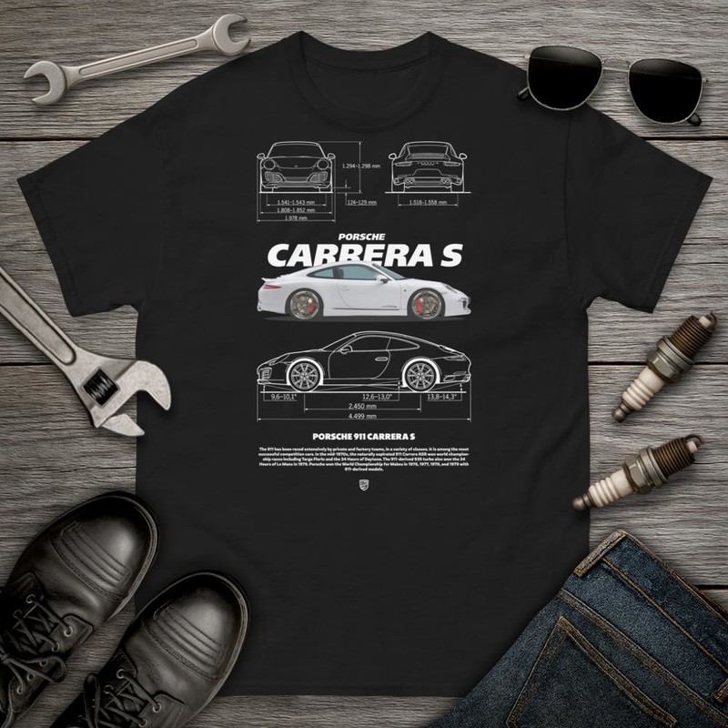 Camisetas: Porsche 911 Carrera S con Detalles T&eacute;cnicos