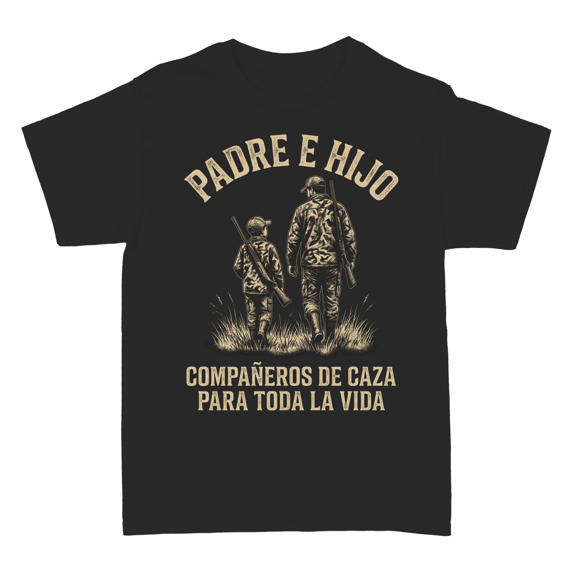 Camisetas: Padre e Hijo Cazadores Dise&ntilde;o Vintage