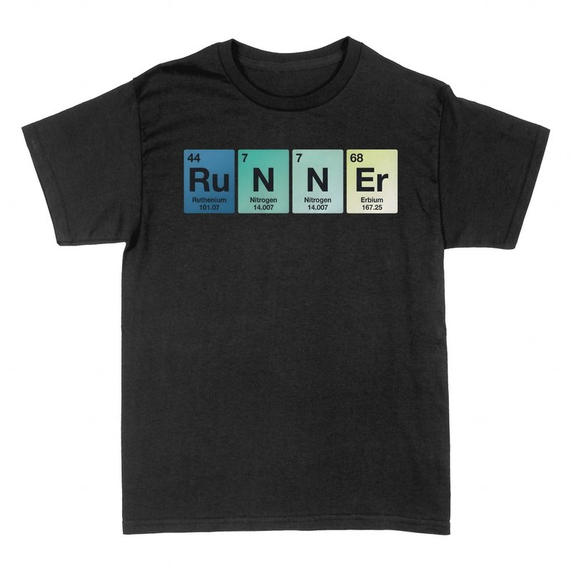 Camisetas: Runner en s&iacute;mbolos de la tabla peri&oacute;dica