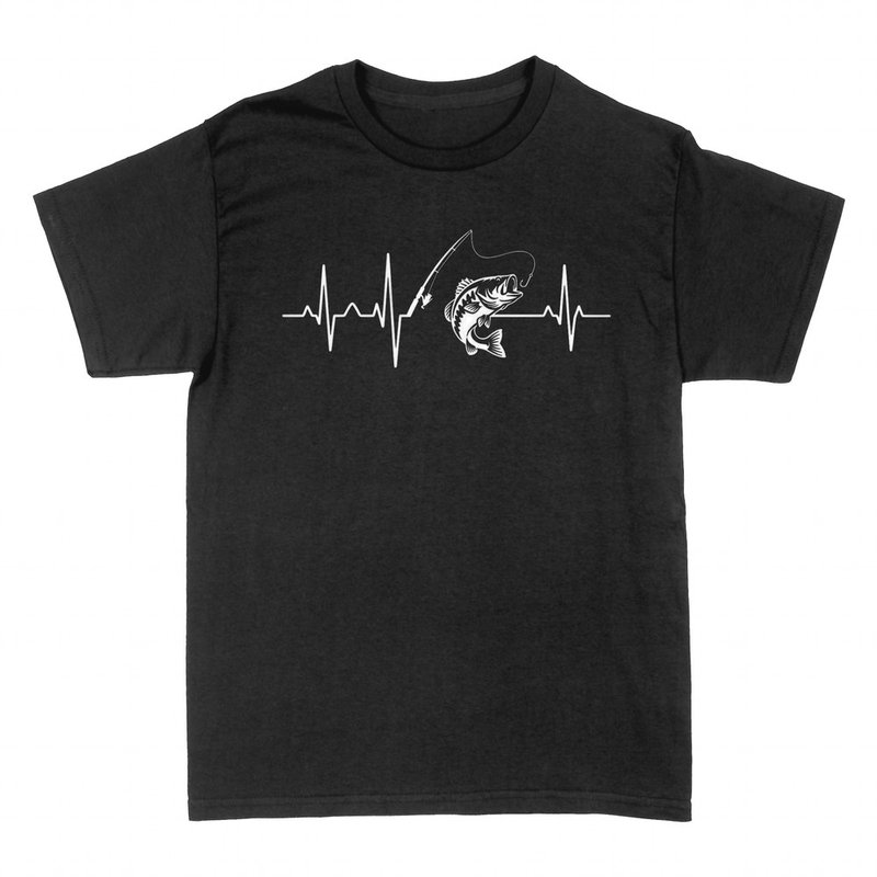Camisetas: Latido de pescador con ca&ntilde;a y pez saltando