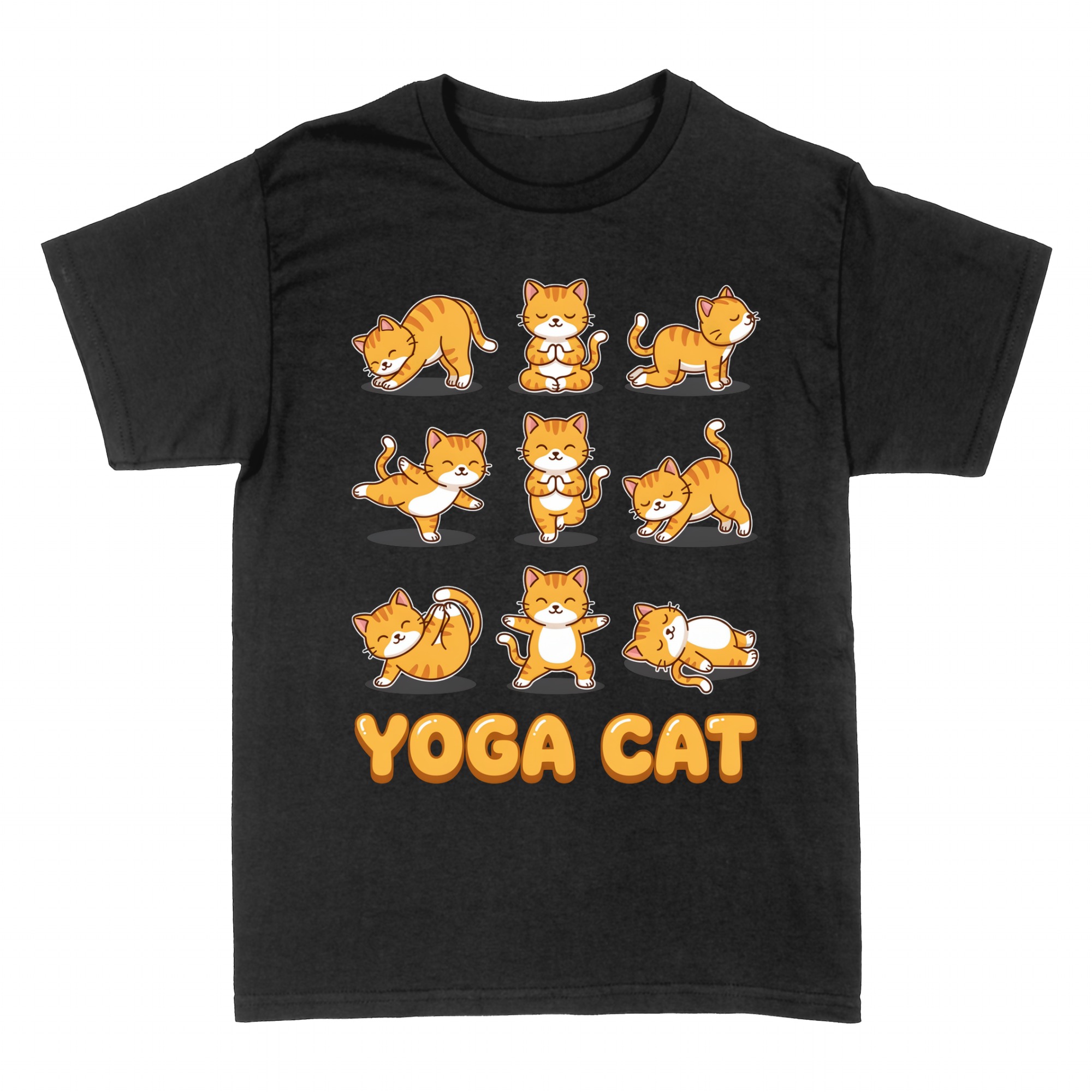Camisetas: Gato naranja en posturas de yoga