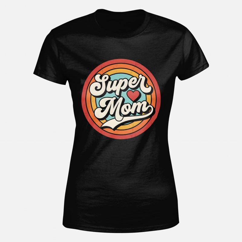 Camisetas: Super Mom retro con coraz&oacute;n